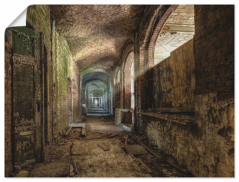 Artland Wandbild "Lost Place düsterer Gang", Gebäude, (1 St.), als Leinwand günstig online kaufen