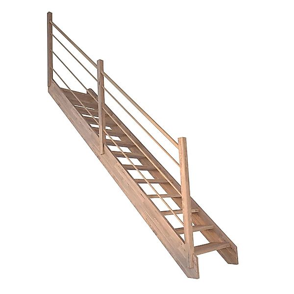 Treppe Mykonos Eiche Gerade Holz-Design-Geländer Links FSC® günstig online kaufen