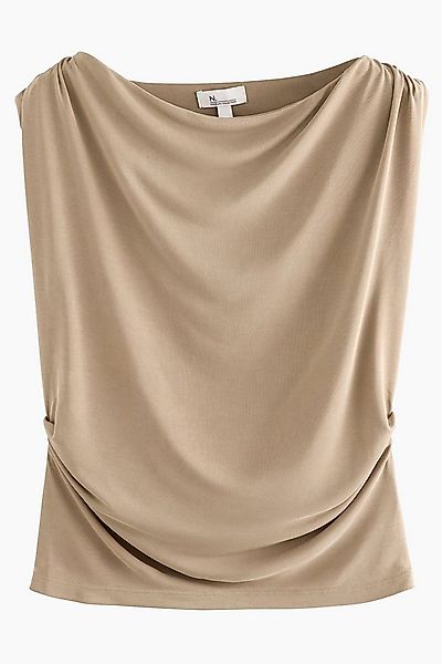 Next Blusentop Ärmelloses Oberteil aus Modal mit Drapierung (1-tlg) günstig online kaufen