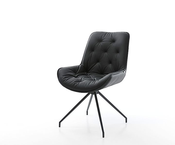 Esszimmerstuhl Taimi-Flex Echt-Leder Schwarz Kreuzgestell konisch Schwarz günstig online kaufen