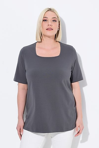 Ulla Popken T-Shirt T-Shirt A-Linie Carré-Ausschnitt günstig online kaufen