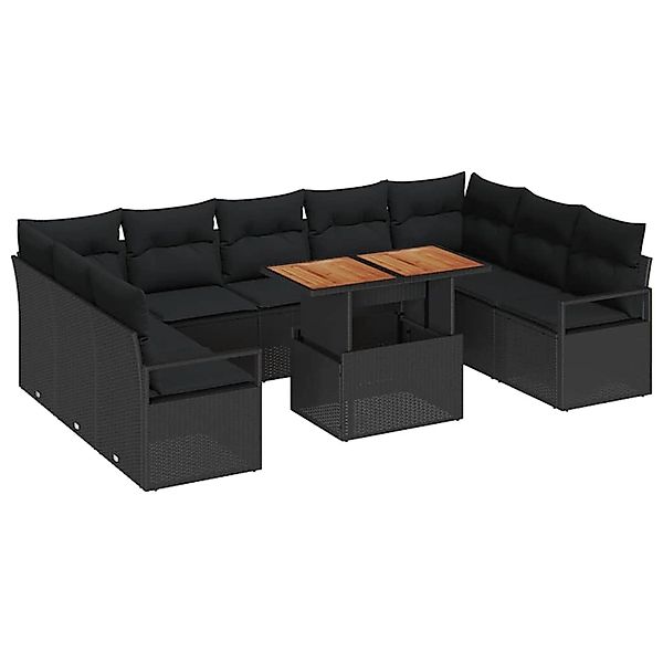 vidaXL Garten-Sofa-Set mit Speicher 10-Tlg Schwarz Poly Rattan 3358494 günstig online kaufen