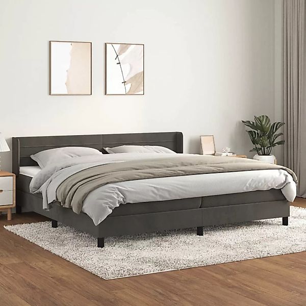 vidaXL Boxspringbett Boxspringbett mit Matratze Dunkelgrau 200x200 cm Samt günstig online kaufen