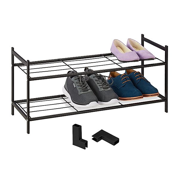relaxdays Schuhregal Metall Schuhregal stapelbar, Schwarz günstig online kaufen