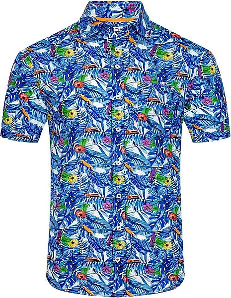 R2 Hemd Shortsleeve Print Blau  - Größe M günstig online kaufen