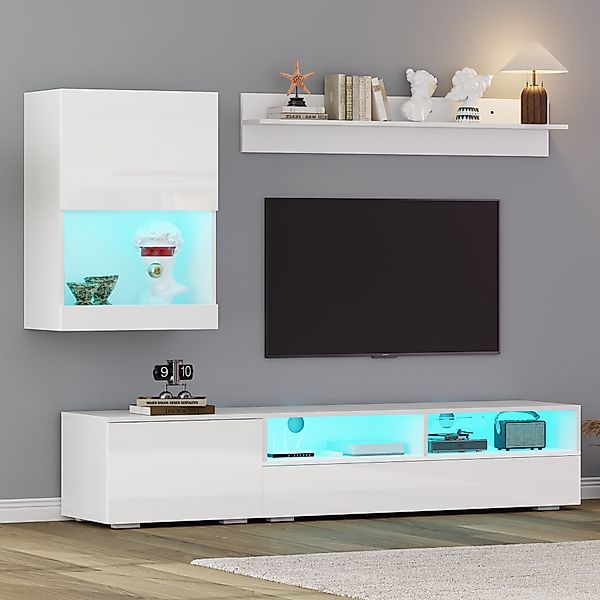 OKWISH Wohnzimmer-Set Mediawand inkl.TV-Board, Standregal und günstig online kaufen
