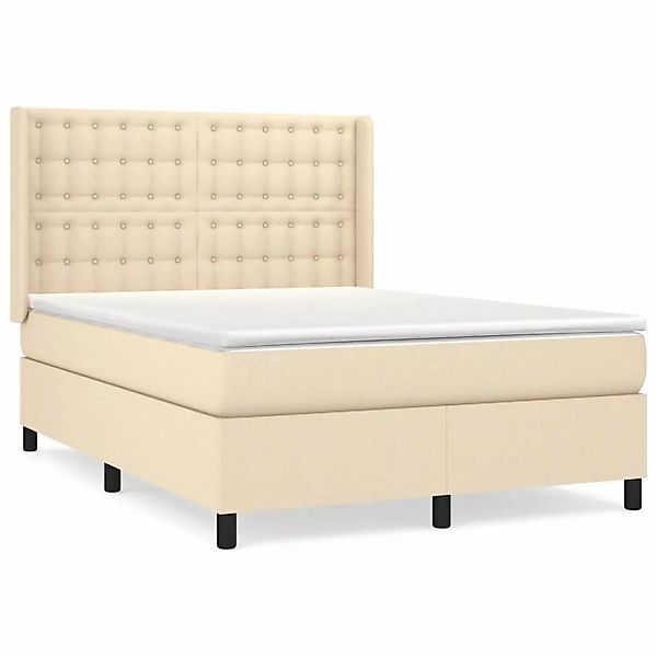 Vidaxl Boxspringbett Mit Matratze Creme 140x200 Cm Stoff günstig online kaufen