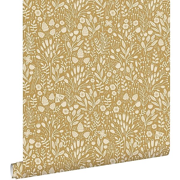 ESTAhome Tapete Blumen Ockergelb 50 X 900 Cm - 131252 günstig online kaufen