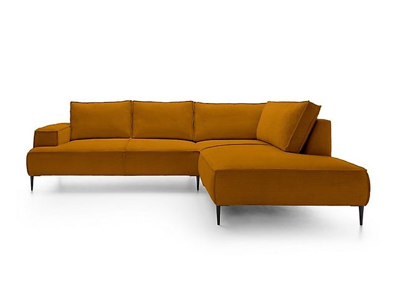 Goldstoff Ecksofa Cord VESPA L Beige – großes Wohnlandschaft Sofa L-Form, G günstig online kaufen