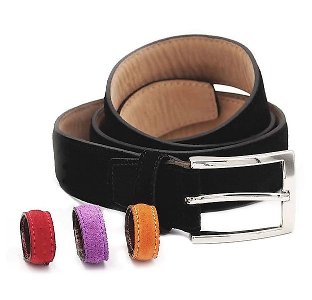 BGENTS Ledergürtel Veloursledergürtel mit Naht und drei kontrastfarbene Wec günstig online kaufen