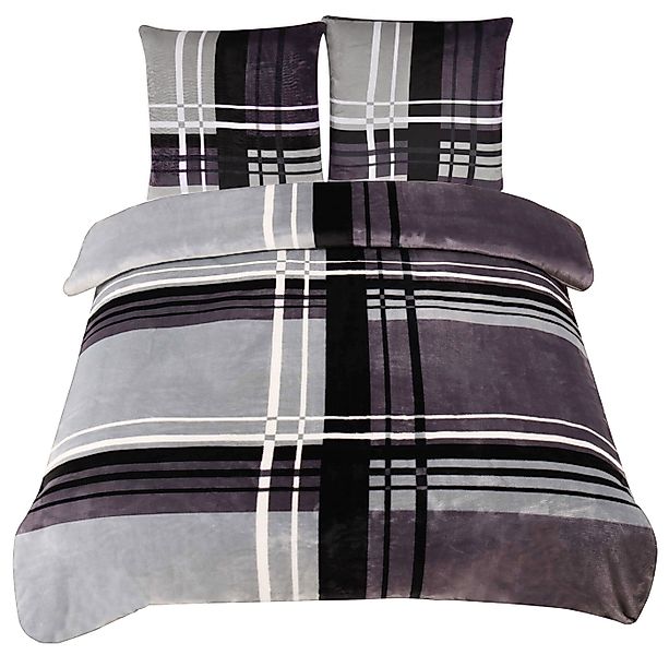 One Home Bettwäsche Winter Cashmere Touch Adzo, Fleece, 3 teilig, gestreift günstig online kaufen