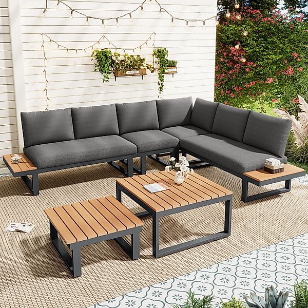 Flieks Gartenlounge-Set, 6-Sitzer Gartenmöbel 2 Tisch, günstig online kaufen