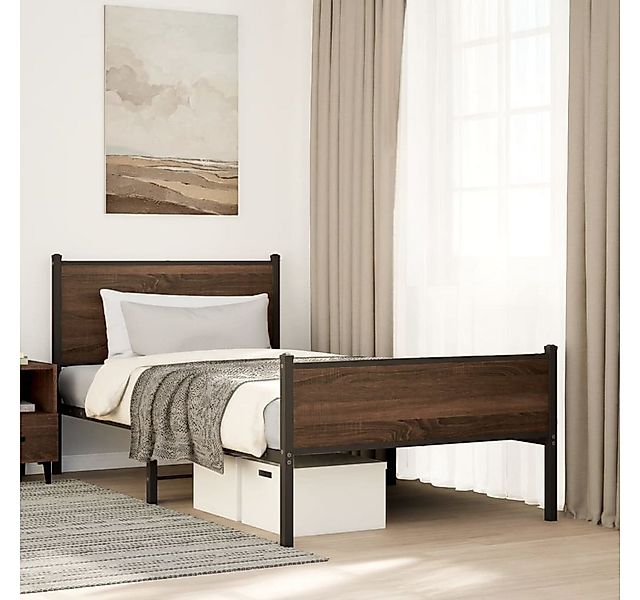 vidaXL Bett, Metallbett ohne Matratze Eichen-Optik 107x203 cm günstig online kaufen