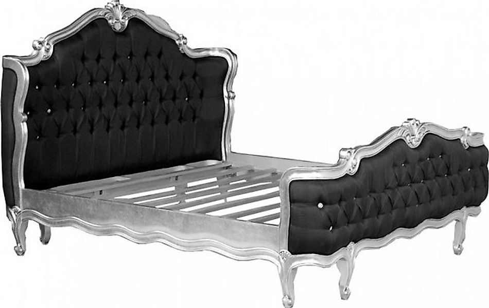 Casa Padrino Bett Bett St. Tropez Schwarz / Silber mit Bling Bling Glitzers günstig online kaufen
