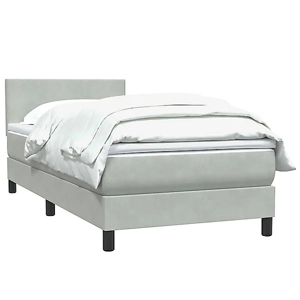 vidaXL Boxspringbett mit Matratze Hellgrau 80x220 cm Samt 3316041 günstig online kaufen