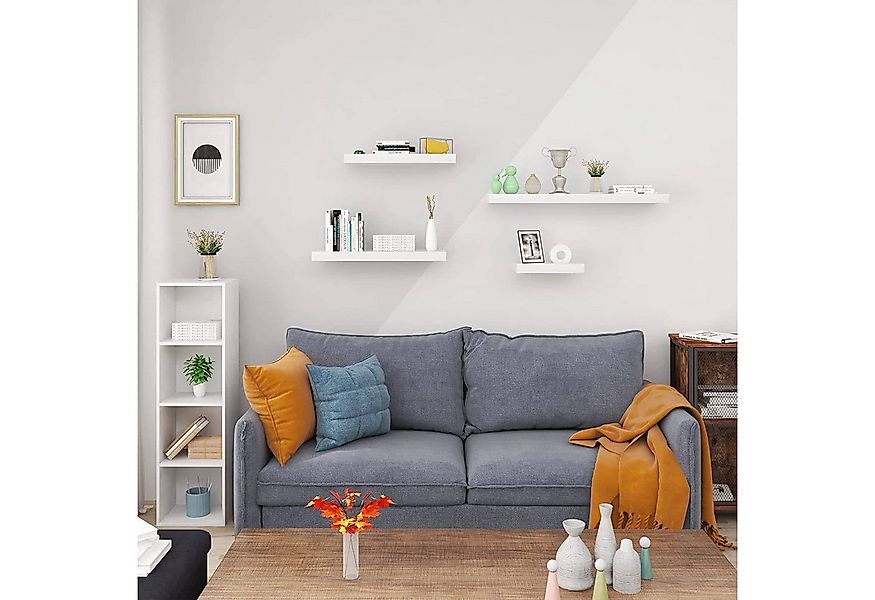 Woltu Wandregal, 3-tlg., Volato freischwebend Schweberegal Holz Board Weiß günstig online kaufen