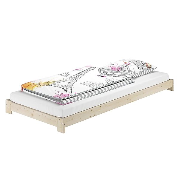 Erst-Holz Unbehandeltes Bodennahes Einzelbett 90 x 200 Fichte Modell 85 Rol günstig online kaufen