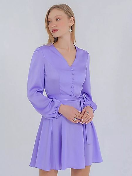 Freshlions Satinkleid Kleid 'Lilla' M lila Sonstige, Taillentunnelzug günstig online kaufen