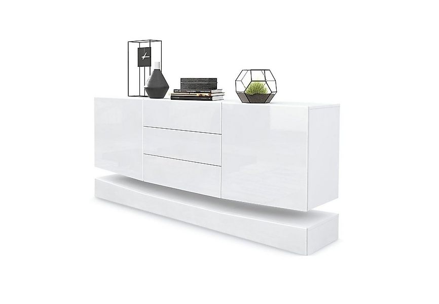 Vladon Sideboard City (Kommode, mit 2 Türen und 3 Schubladen), Weiß matt/We günstig online kaufen