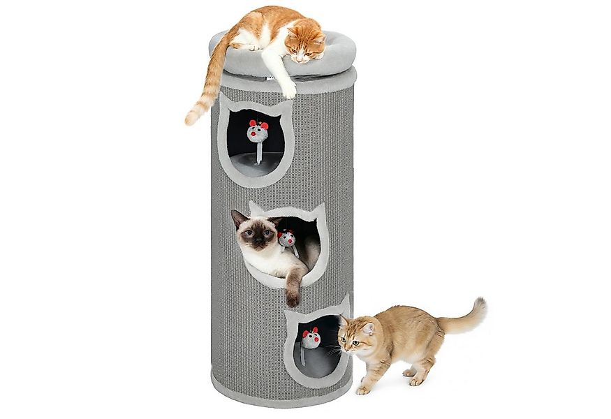 BlingBin Kratztonne 96 cm Hoch Ø 38 cm dreistöckige Katzenhöhle mit Plüschr günstig online kaufen