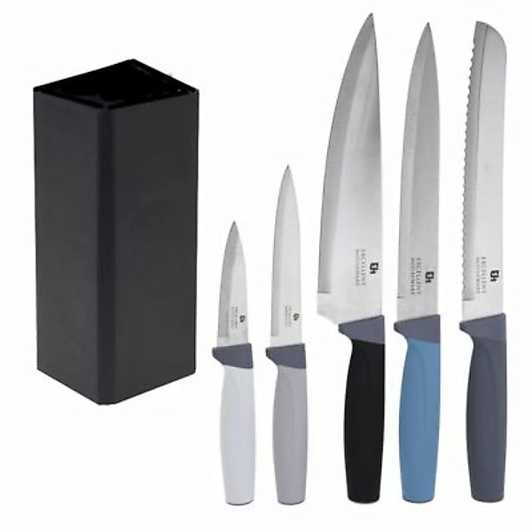 Neuetischkultur Messer-Set mit Holzblockständer 6-teilig silber günstig online kaufen