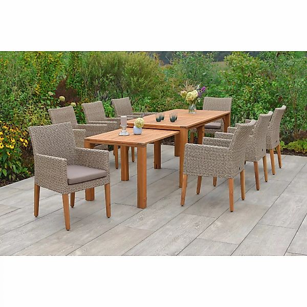 MERXX Garten-Essgruppe "Ranzano", (Set, 17 tlg.), 8 Sessel inkl. Sitzkissen günstig online kaufen