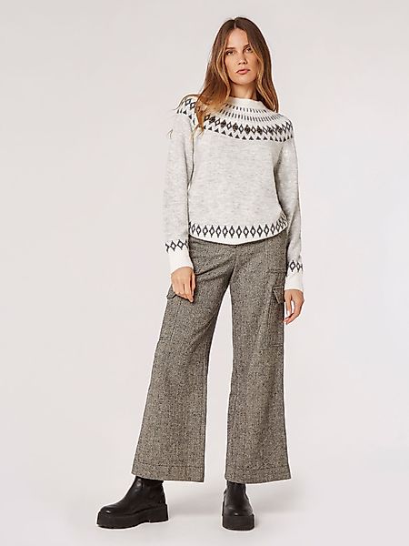 Apricot Strickpullover Norwegerpullover mit Edelsteinmuster günstig online kaufen