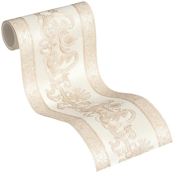 Bricoflor Barock Tapetenbordüre aus Papier und Vinyl Ornament Bordüre in Cr günstig online kaufen