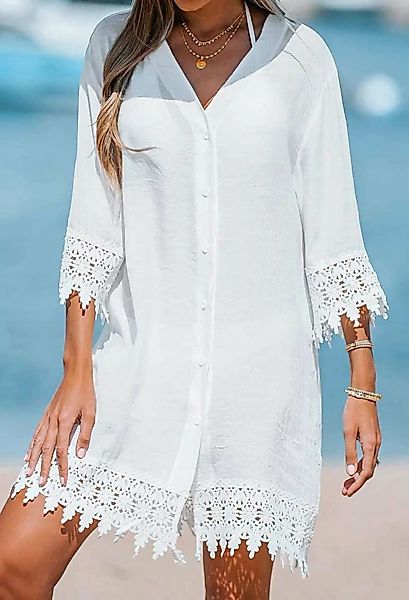 SEGUEN Sommerkleid Damen Sommer Shirt Kleider Sexy Hollow Out Spitze Kleide günstig online kaufen