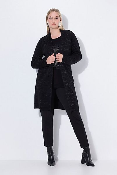 Ulla Popken Strickjacke Strickjacke Glitzer-Schrift Stehkragen Langarm günstig online kaufen