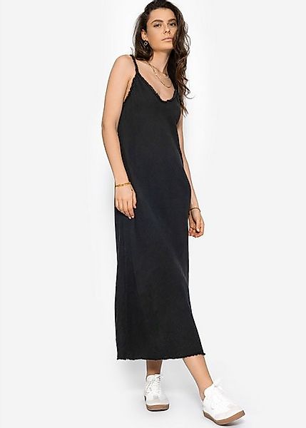 SASSYCLASSY Midikleid Musselin Maxi Kleid Damen mit Fransenborte Musselinkl günstig online kaufen