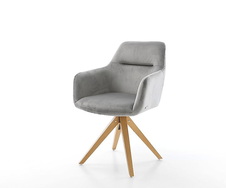 Esszimmerstuhl Pejo-Flex Mikrofaser Grau Antik Holzgestell kantig Natur Tas günstig online kaufen