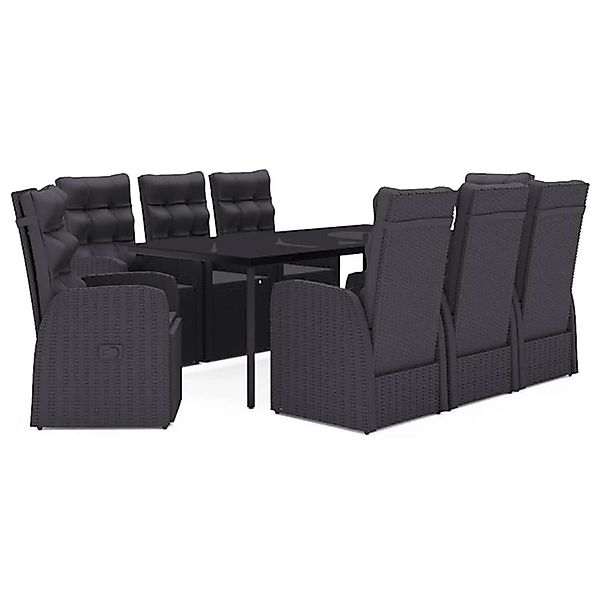 vidaXL 9-Tlg Garten-Essgruppe mit Kissen Schwarz 3099500 günstig online kaufen