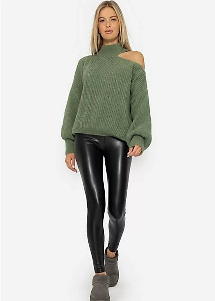 SASSYCLASSY Strickpullover Oversize Pullover Damen mit Schulter Cut-Out Rol günstig online kaufen