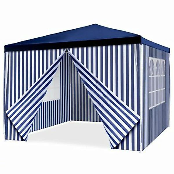 VCM Pavillon Partyzelt 3x3m blau weiß wasserdicht 4 Seitenteile Gartenzelt günstig online kaufen