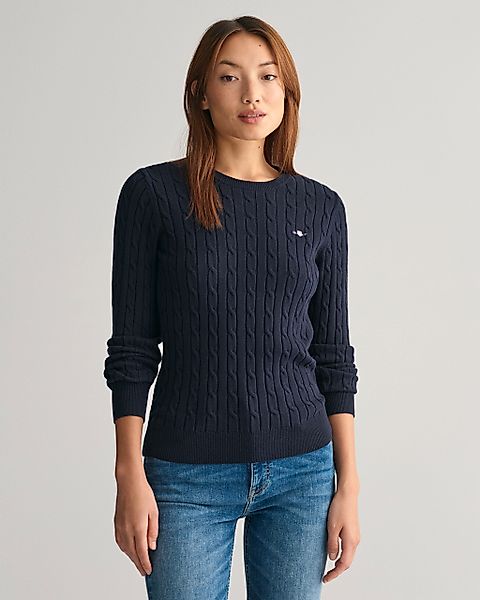 Gant Strickpullover "STRETCH COTTON CABLE C-NECK", mit Logostickerei auf de günstig online kaufen