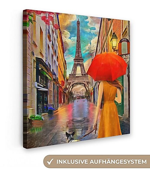 OneMillionCanvasses® Leinwandbild Kunstdrucke - Ölfarbe - Frau - Hund - Par günstig online kaufen