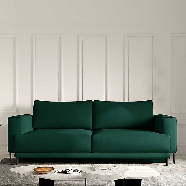 Sofa Dreisitzer Sofa in Dunkelgrün aus Velours günstig online kaufen