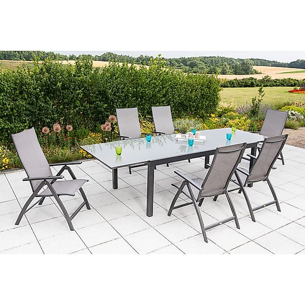 Gartenmöbel-Set Vicenza 7-tlg. Diamantbraun inkl. Tisch 200/300 cm x 110 cm günstig online kaufen