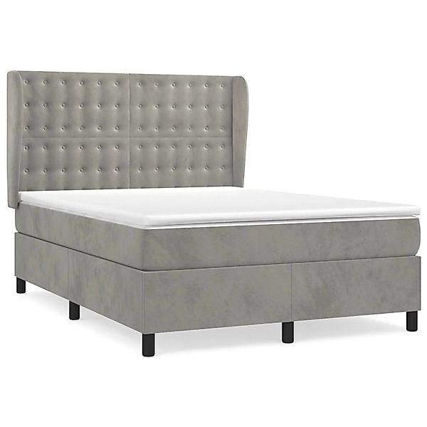 vidaXL Boxspringbett mit Matratze Hellgrau 140x200 cm Samt1373084 günstig online kaufen