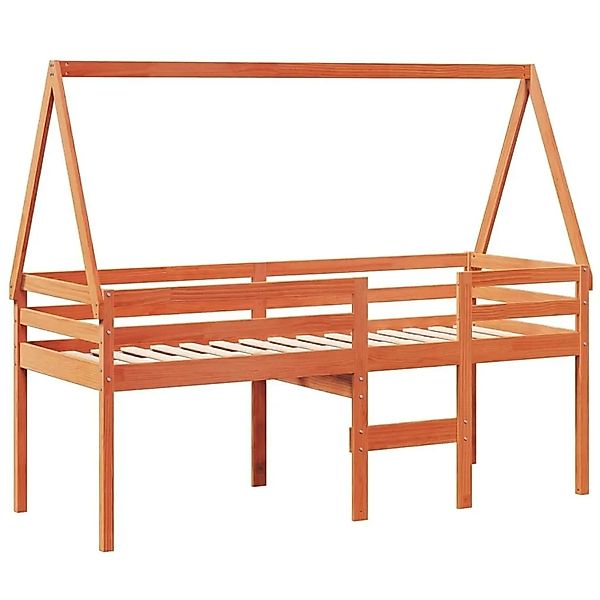 vidaXL Hochbett mit Dach Wachsbraun 90x190 cm Massivholz Kiefer 3282100 günstig online kaufen