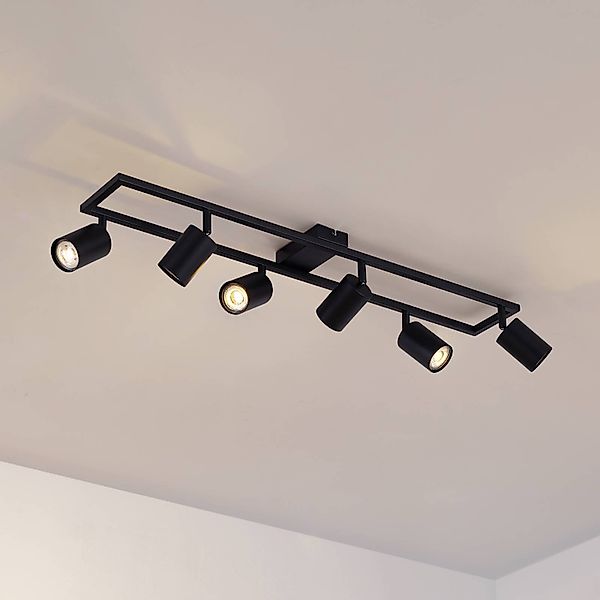 Lindby Deckenstrahler Bravius, schwarz, 6-flammig, Eisen günstig online kaufen