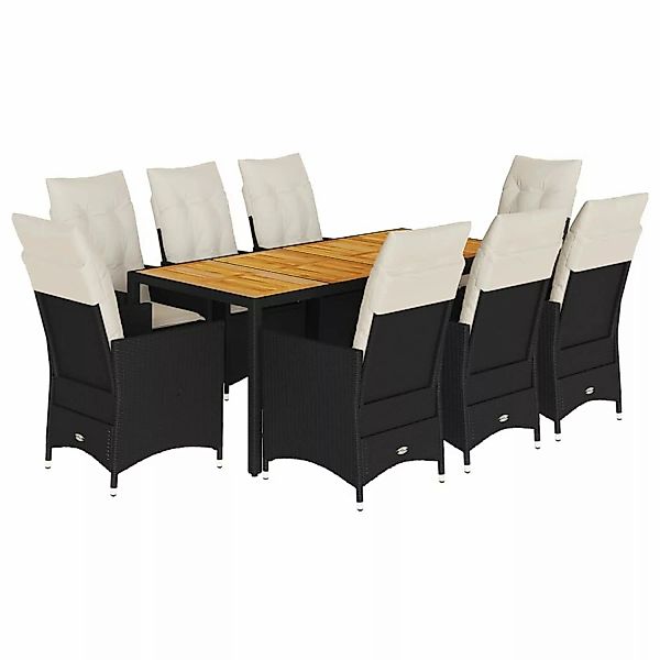 vidaXL 9-Tlg Garten-Essgruppe mit Kissen Schwarz Poly Rattan 3276686 günstig online kaufen
