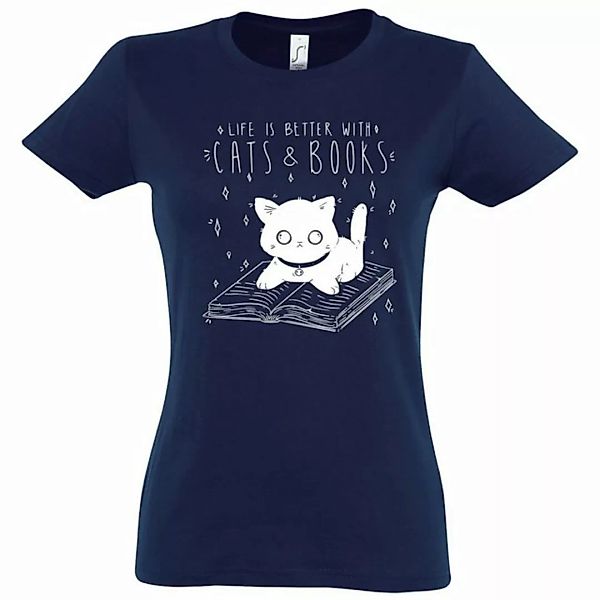 Youth Designz T-Shirt Cats & Books Damen Shirt mit trendigem Frontprint günstig online kaufen