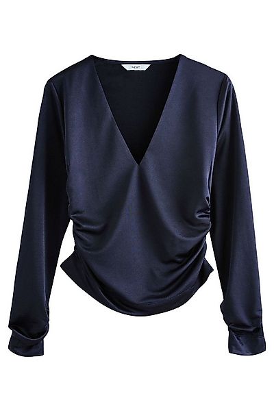 Next Langarmbluse Langarm-Oberteil mit V-Ausschnitt aus Jersey-Satin (1-tlg günstig online kaufen