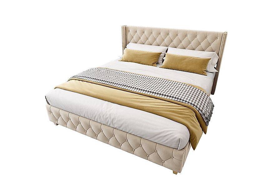 Flieks Polsterbett, Massivholz Doppelbett 160x200cm mit Lattenrost und Pols günstig online kaufen