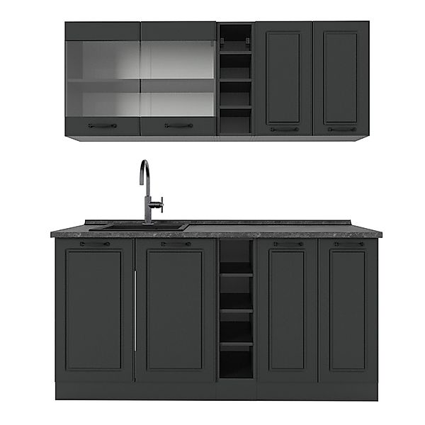 Vicco R-Line Singleküche Anthrazit Landhaus/Anthrazit 160 cm AP Anthrazit günstig online kaufen