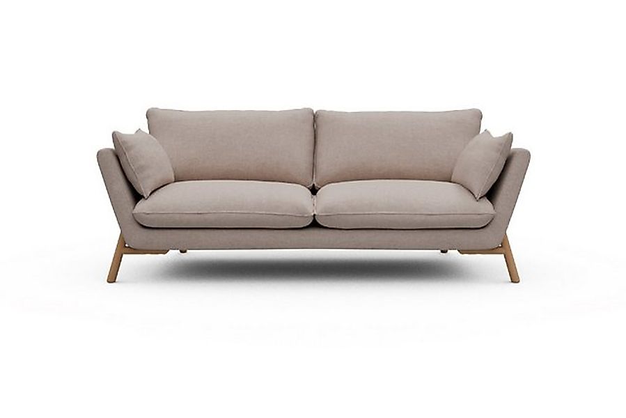 moebelfaktor Sofa Emil 3-Sitzer Beinfarbe Eiche Natur, schräg gestellte Arm günstig online kaufen