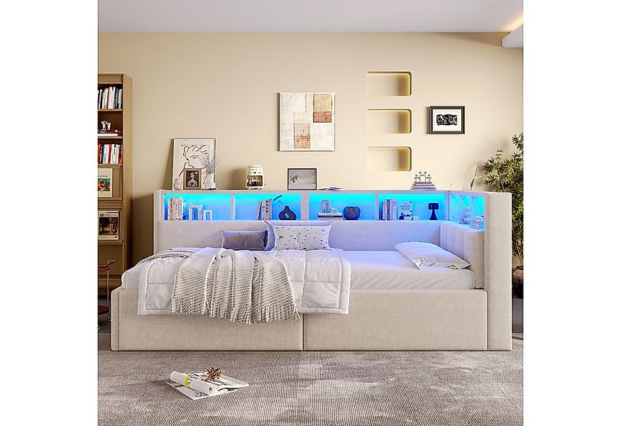 MODFU Schlafsofa mit Leinenbezug, Kinderbett Polsterbett, inkl. hydraulisch günstig online kaufen