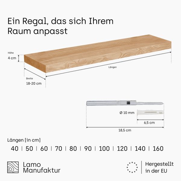 LAMO Manufaktur Wandregal Holz Gerade, Regal günstig online kaufen